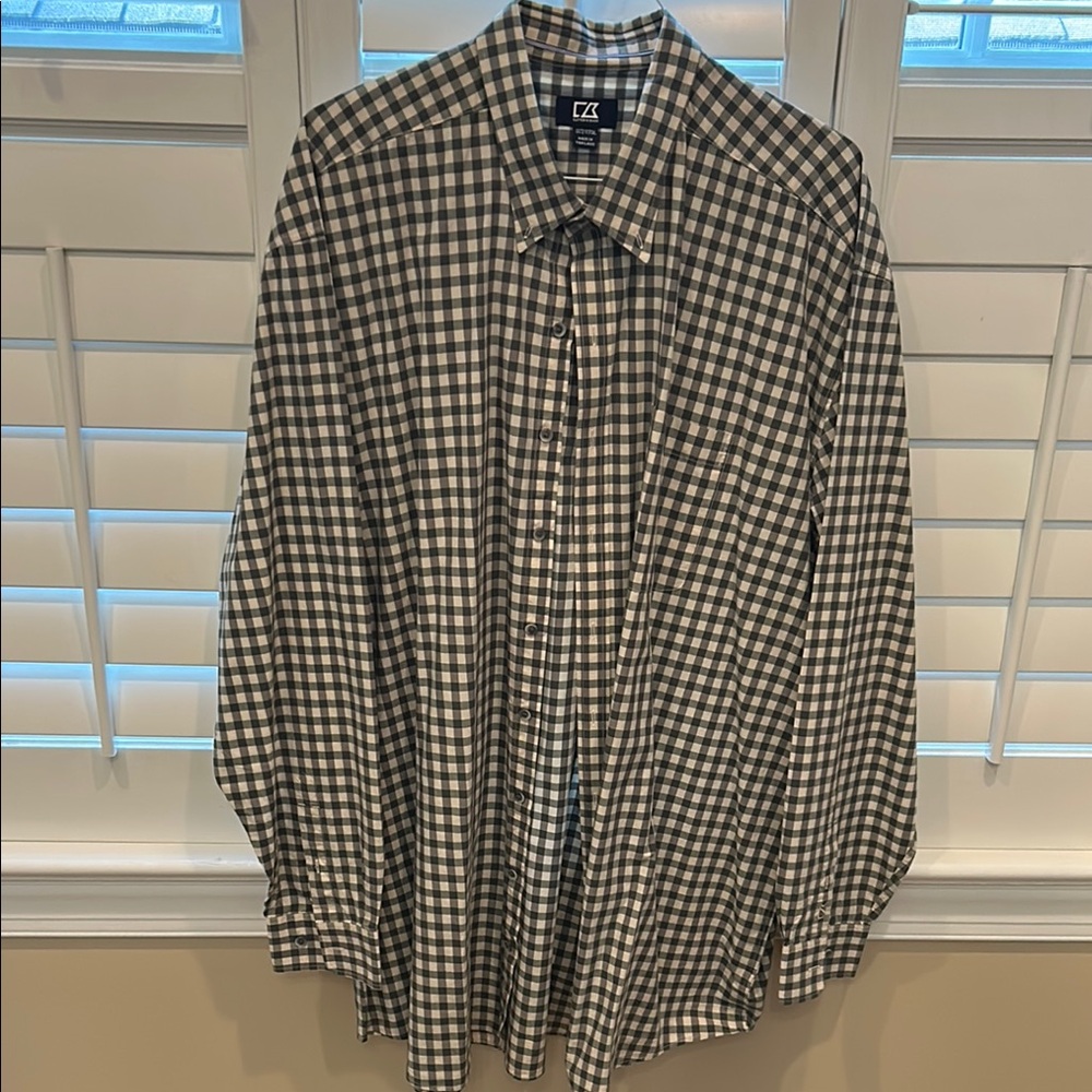 Men's green and gray Checkered Shirt